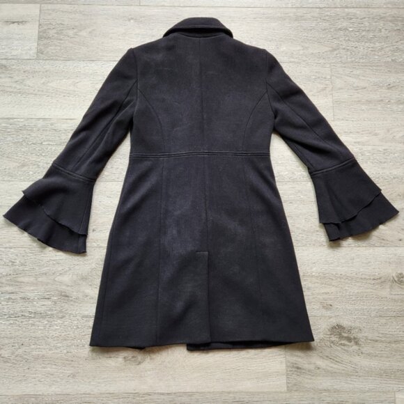 INC International Concepts Black Jacket Coat Womens XS Bell Sleeve Ruffle Cotton - Picture 9 of 12